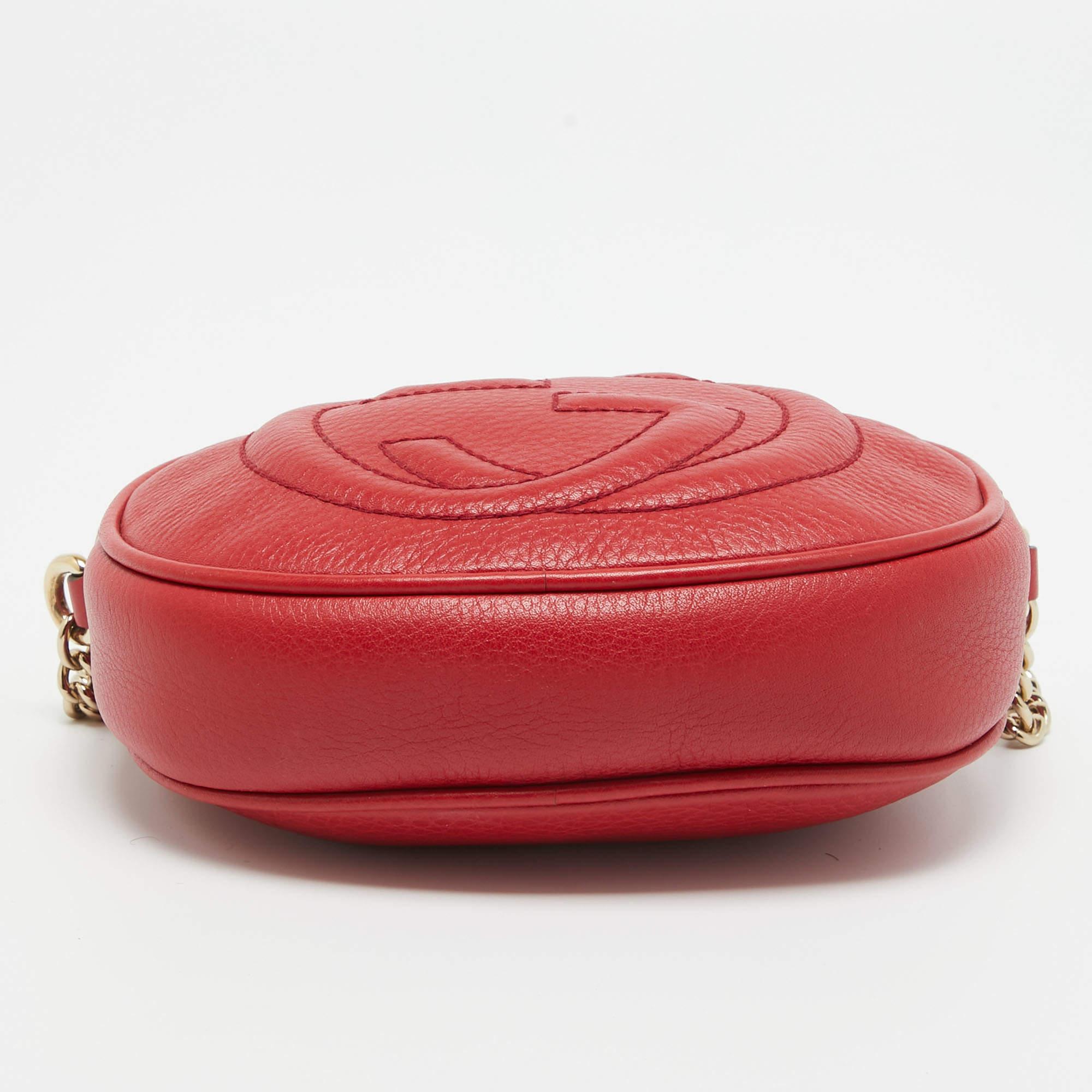 Gucci Red Leather Mini Soho Disco Chain Crossbody Bag 1