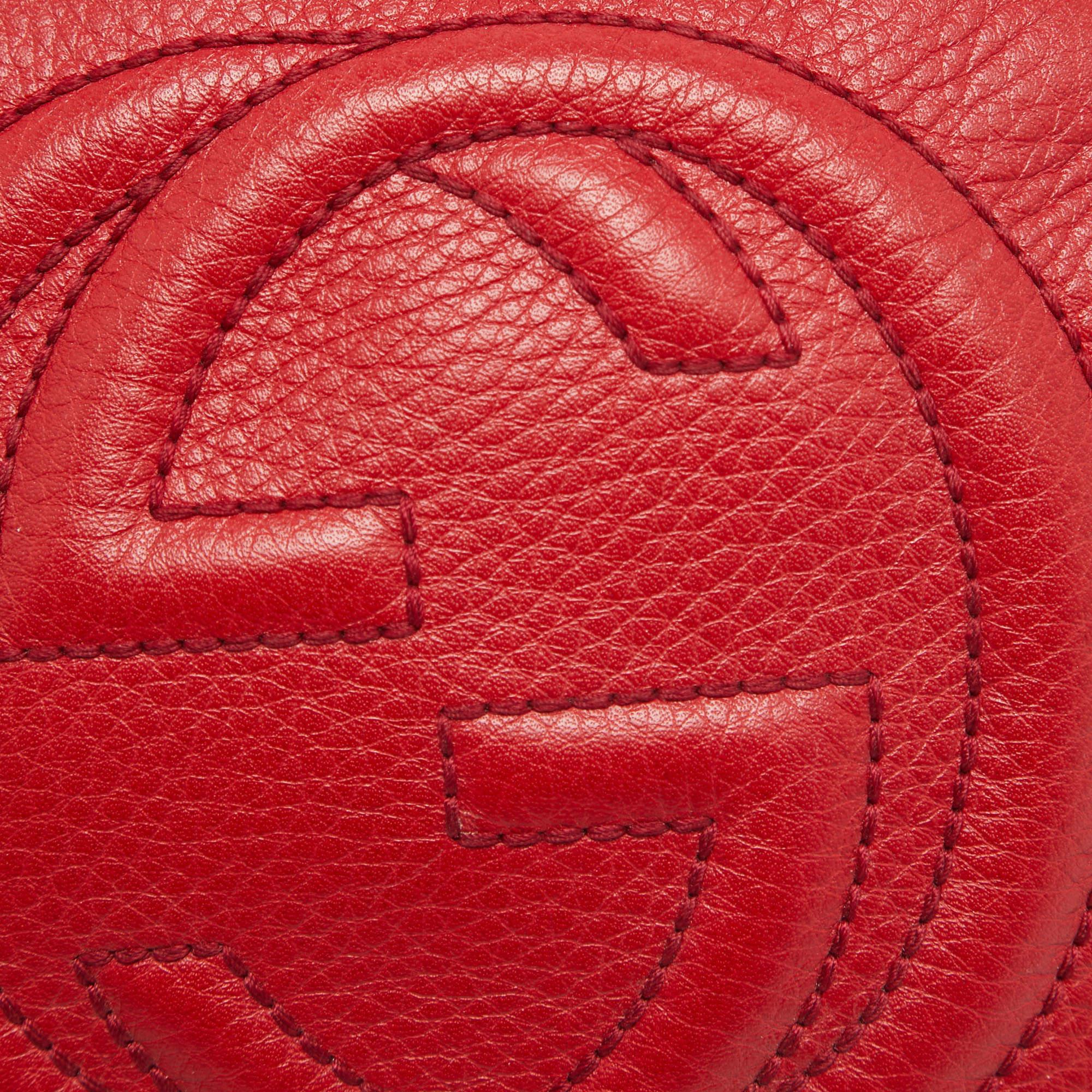 Gucci Red Leather Mini Soho Disco Chain Crossbody Bag 2