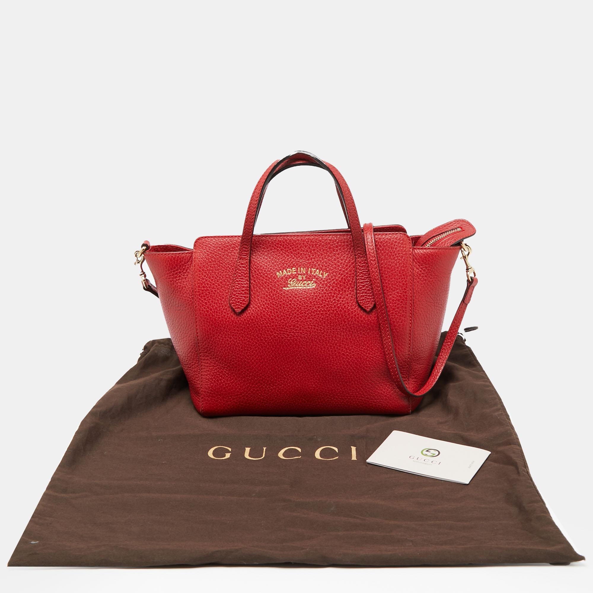 Gucci Red Leather Mini Swing Tote 1