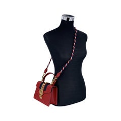 Gucci Red Leather Mini Sylvie Web Handbag Bag with 1 Shoulder Strap