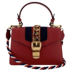 Gucci Red Leather Mini Sylvie Web Handbag Bag with 1 Shoulder Strap