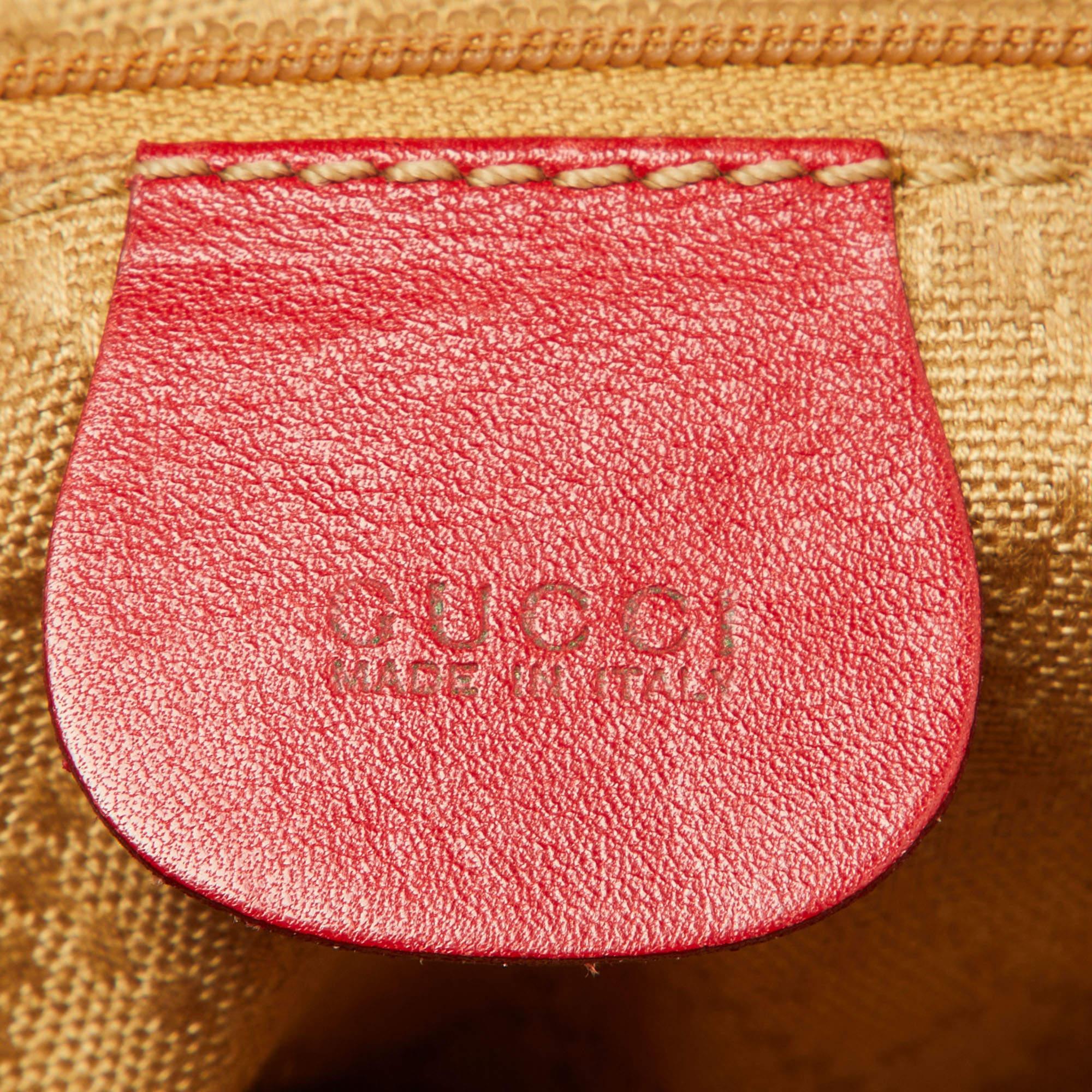 Gucci Red Leather Mini Vintage Bamboo Handle Backpack For Sale 9