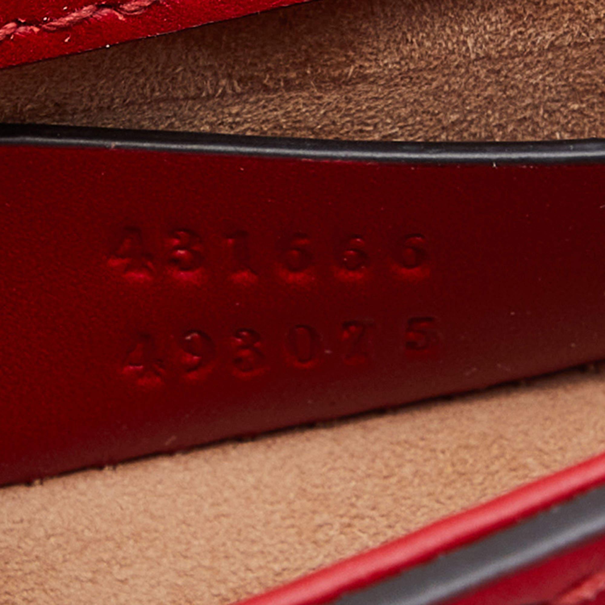 Gucci Red Leather Mini Web Chain Sylvie Crossbody Bag 6