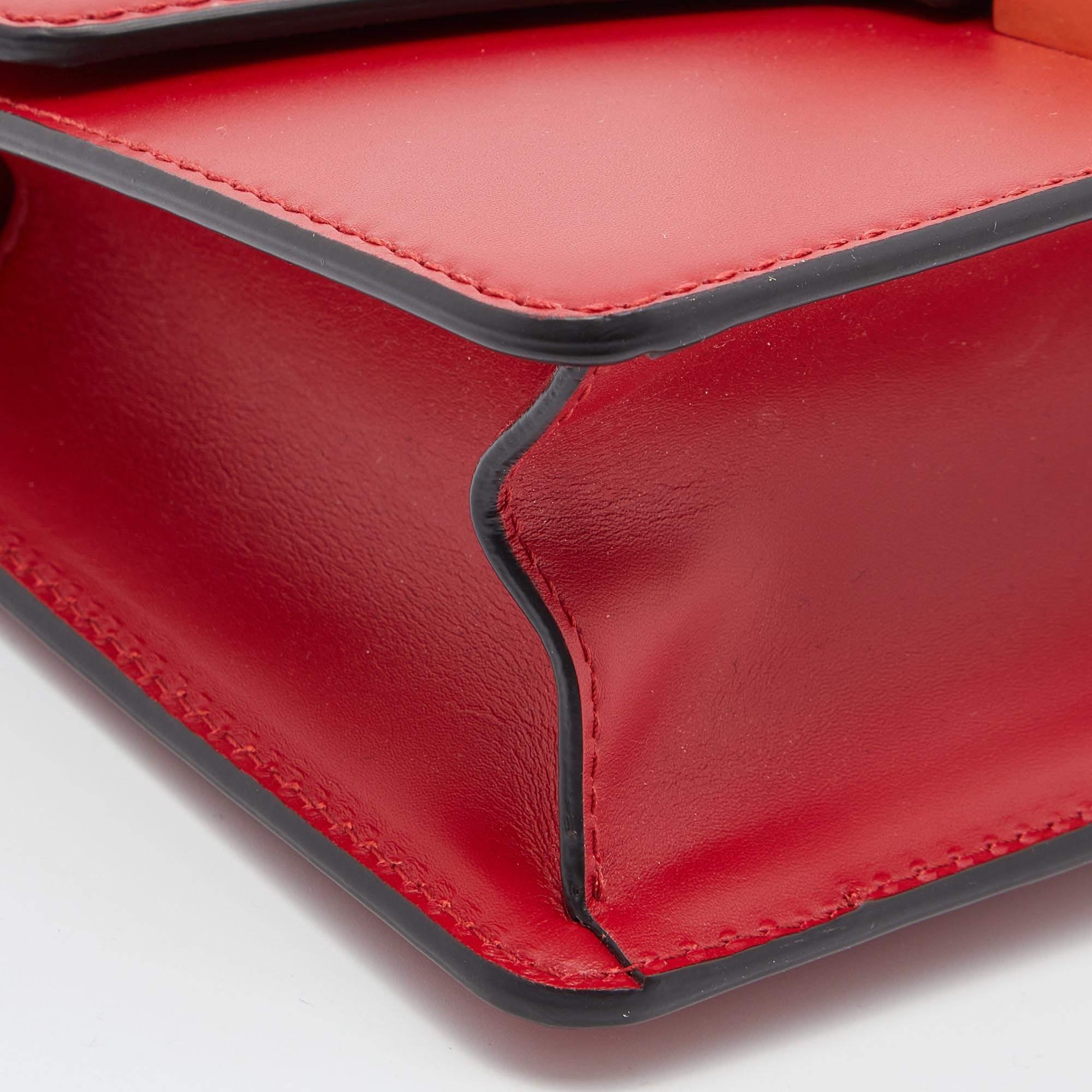 Women's Gucci Red Leather Mini Web Chain Sylvie Crossbody Bag