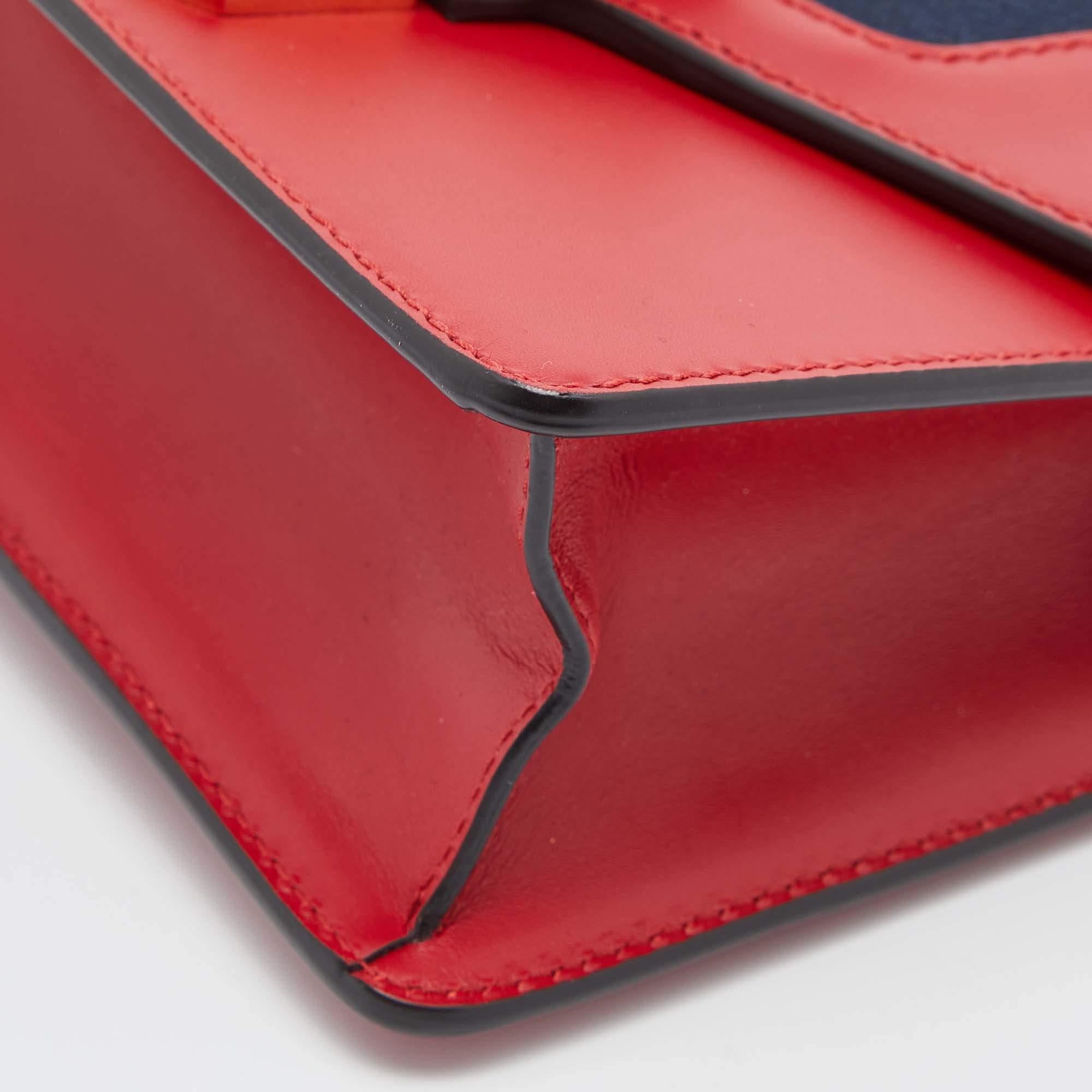 Gucci Red Leather Mini Web Chain Sylvie Crossbody Bag 1