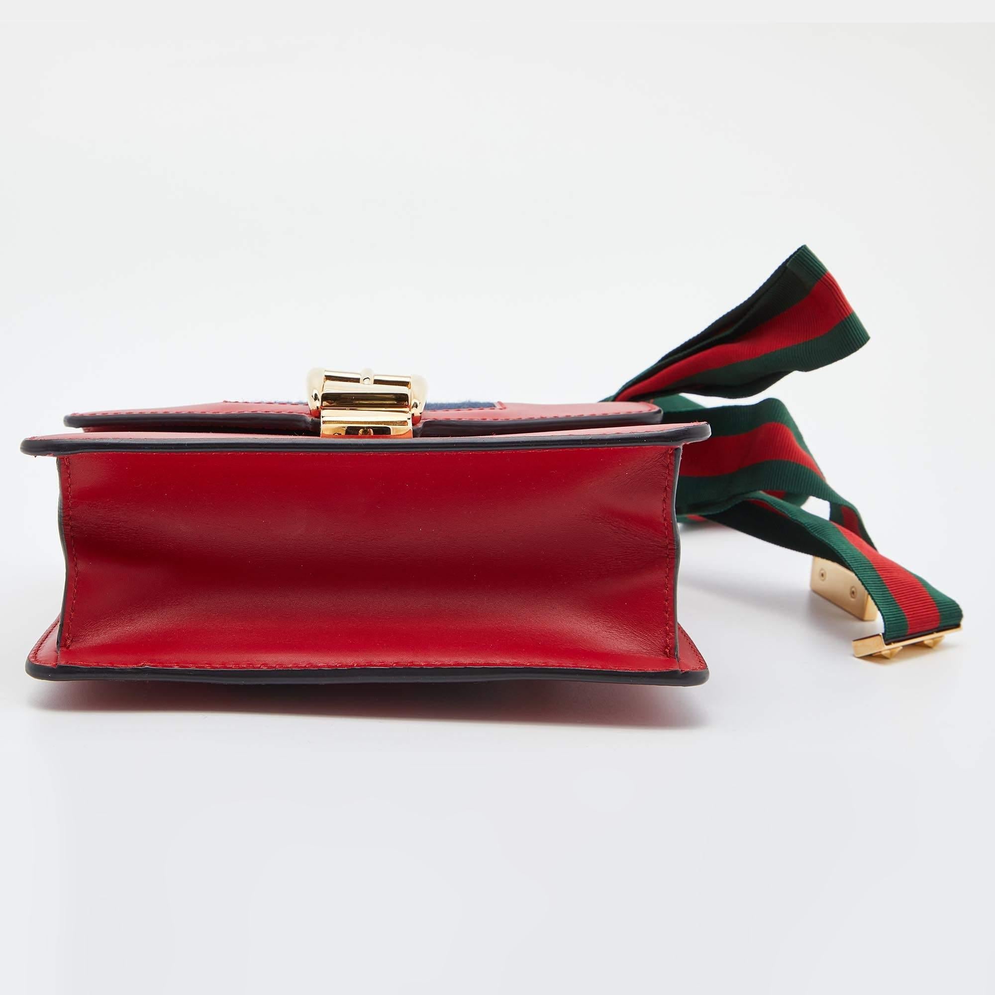 Gucci Red Leather Mini Web Chain Sylvie Crossbody Bag 3