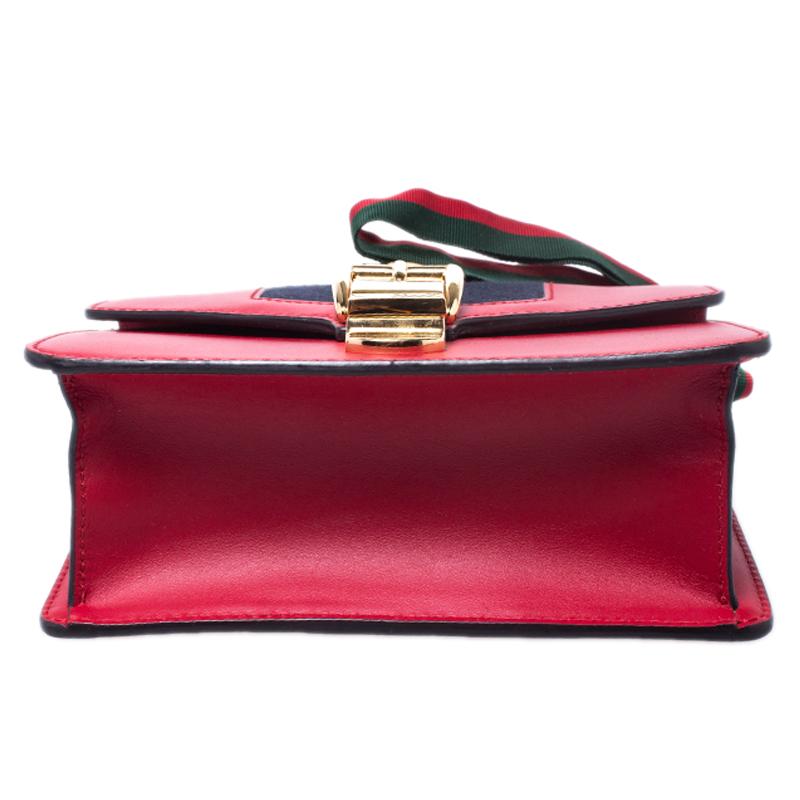 Gucci Red Leather Mini Web Chain Sylvie Shoulder Bag 2
