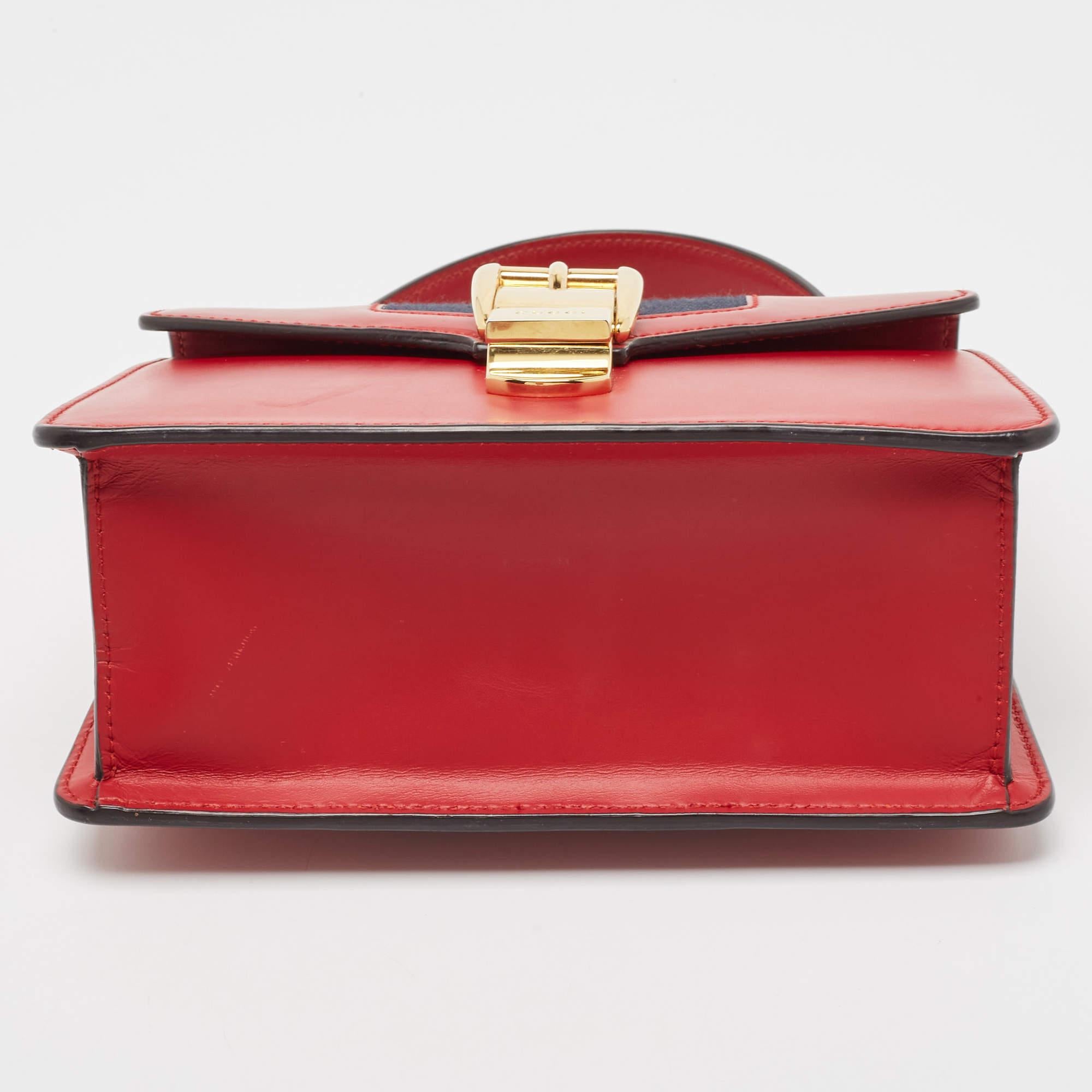Gucci Red Leather Mini Web Chain Sylvie Top Handle Bag For Sale 1