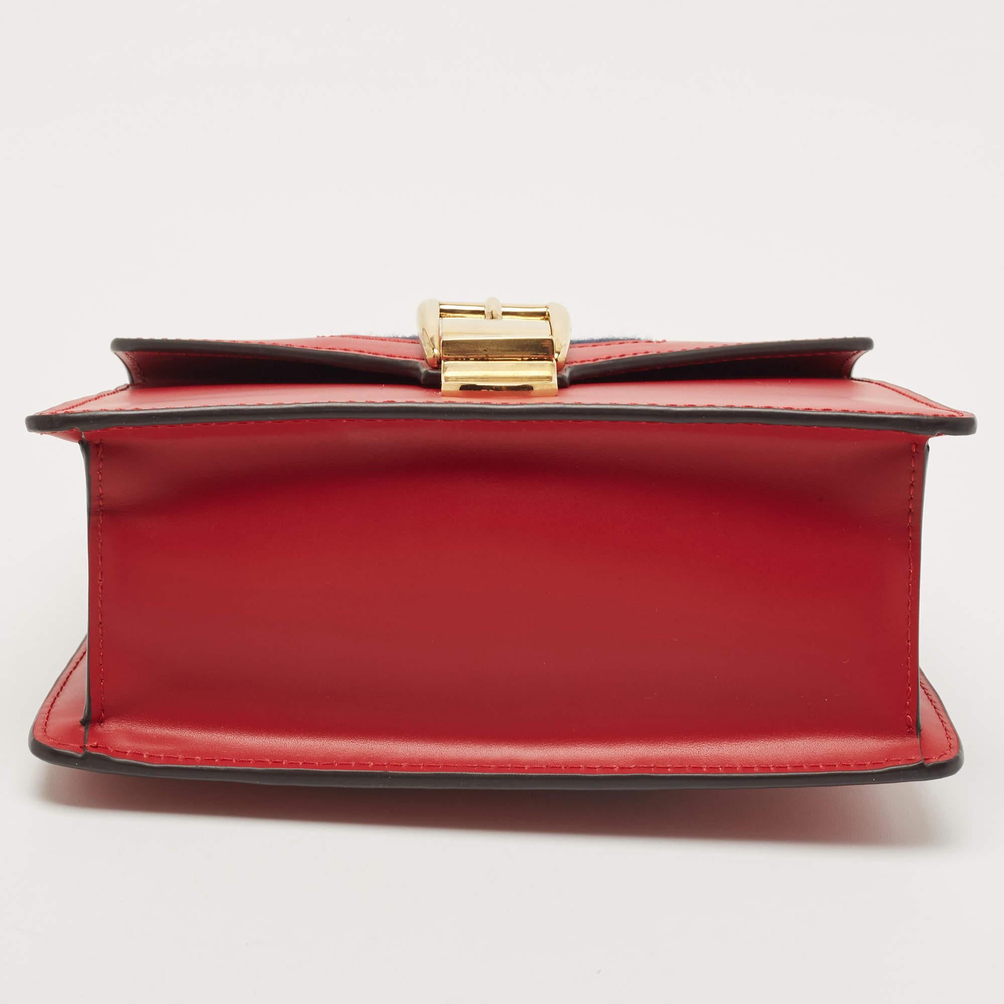 Gucci Red Leather Mini Web Chain Sylvie Top Handle Bag 5