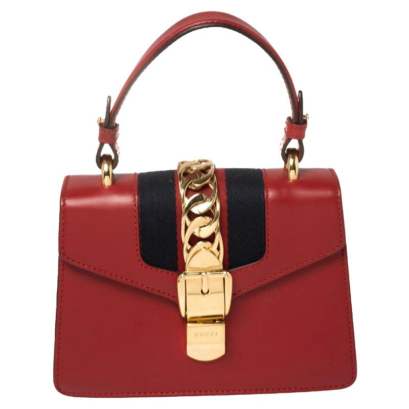 Gucci Red Satin And Jacquard Floral Embroidered Mini Sylvie Shoulder ...