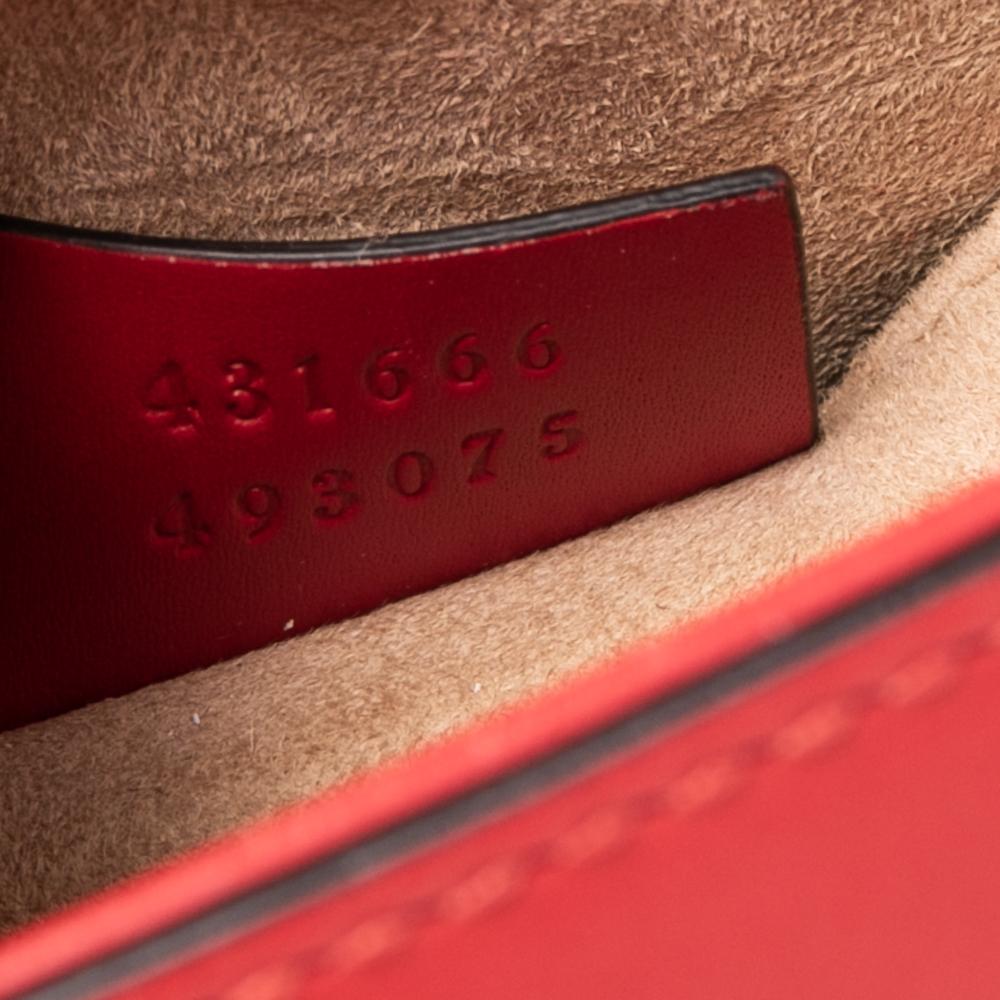 Gucci Red Leather Mini Web Sylvie Chain Crossbody Bag 1