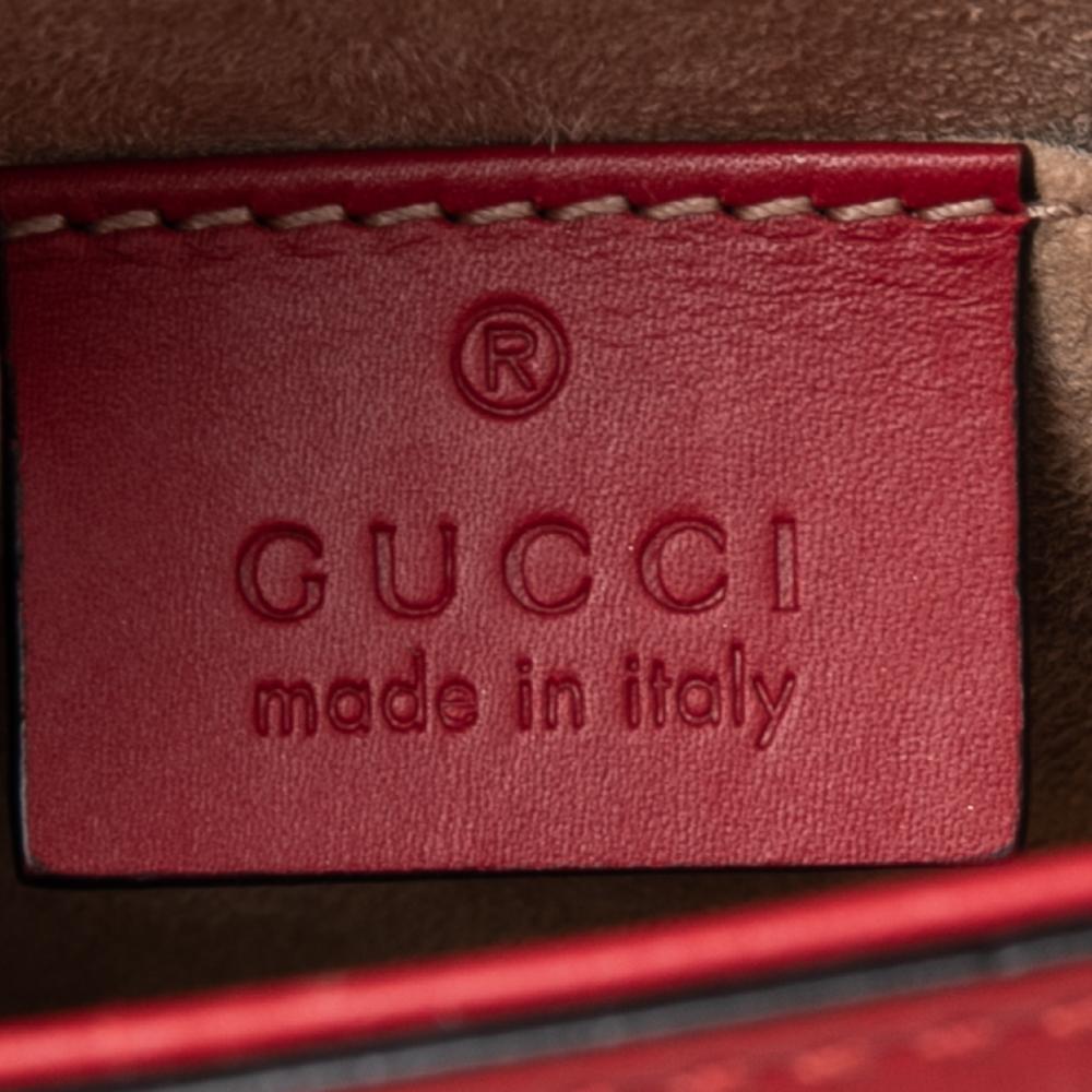 Gucci Red Leather Mini Web Sylvie Chain Crossbody Bag 2