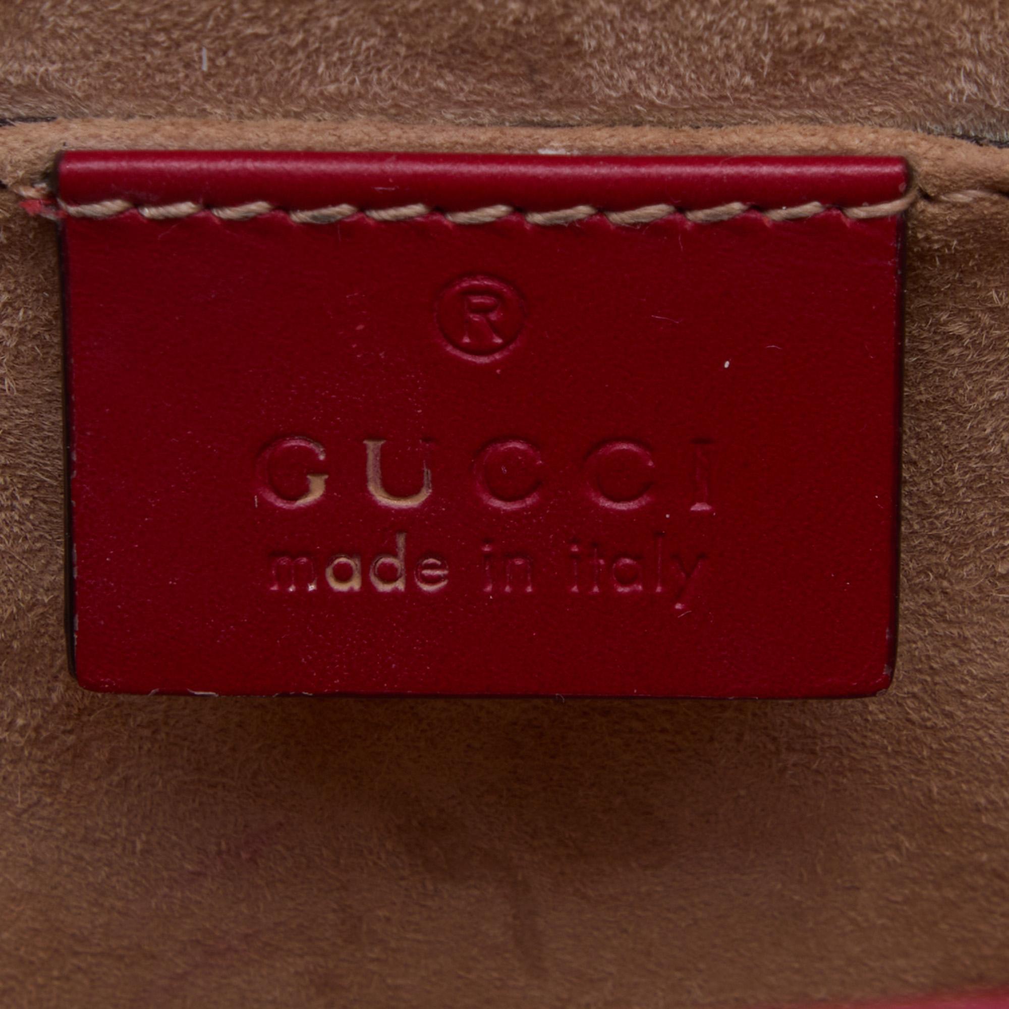 Gucci Red Leather Mini Web Sylvie Top Handle Bag 6