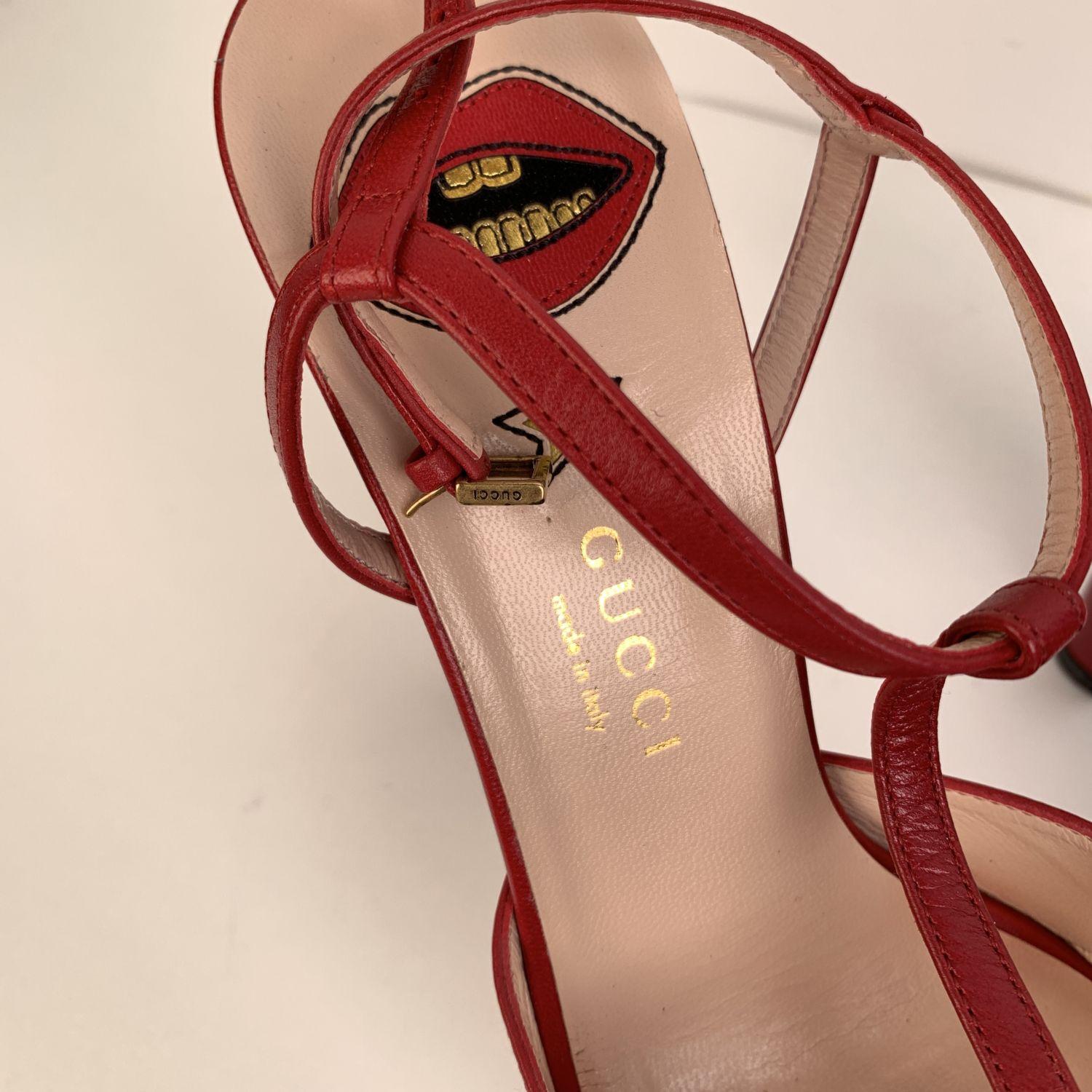 Gucci - Escarpins à talons hauts « Angel » à plateforme en cuir rouge, taille 38,5 Excellent état à Rome, Rome