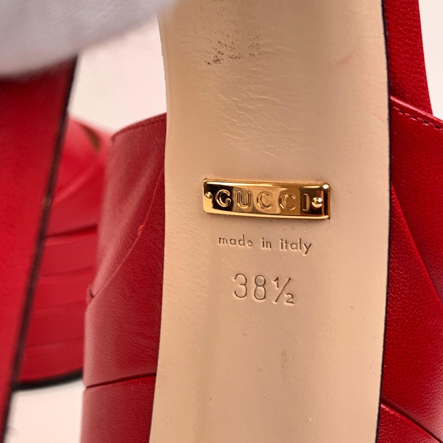 Gucci - Escarpins à talons hauts « Angel » à plateforme en cuir rouge, taille 38,5 2
