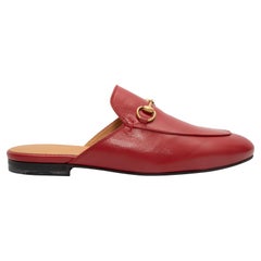 Gucci Red Leather Princeton Loafer Mules Size 9.5
