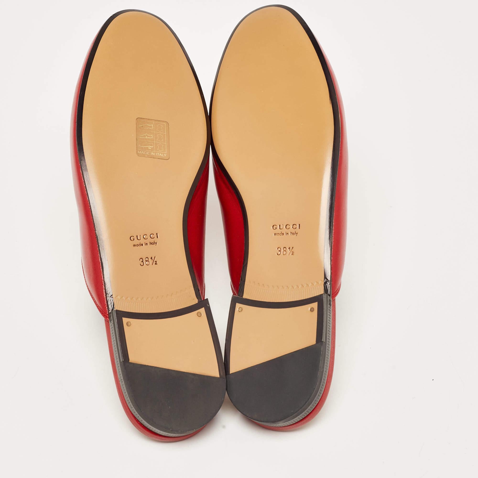 Gucci Red Leather Princetown Flat Mules Size 38.5 4