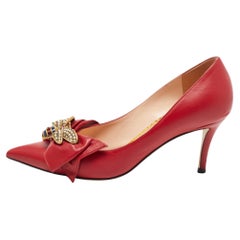 Gucci Red Leather Queen Margaret Pumps Size 38.5