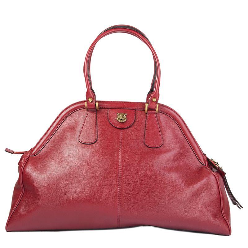 Brown GUCCI red leather RE(BELLE) LARGE Top Handle Shoulder Bag