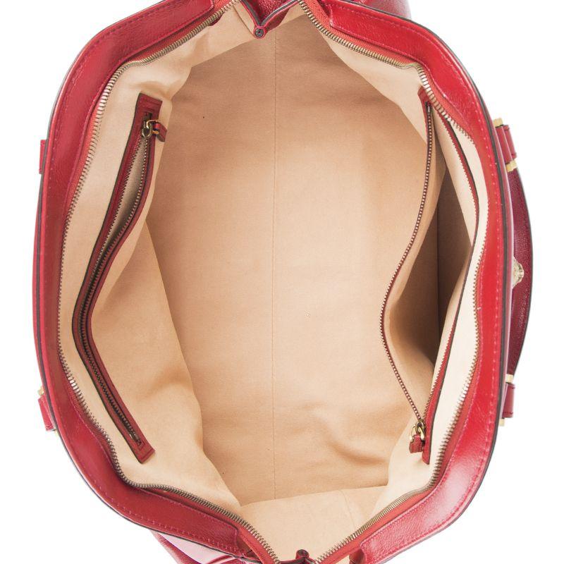Women's GUCCI red leather RE(BELLE) LARGE Top Handle Shoulder Bag