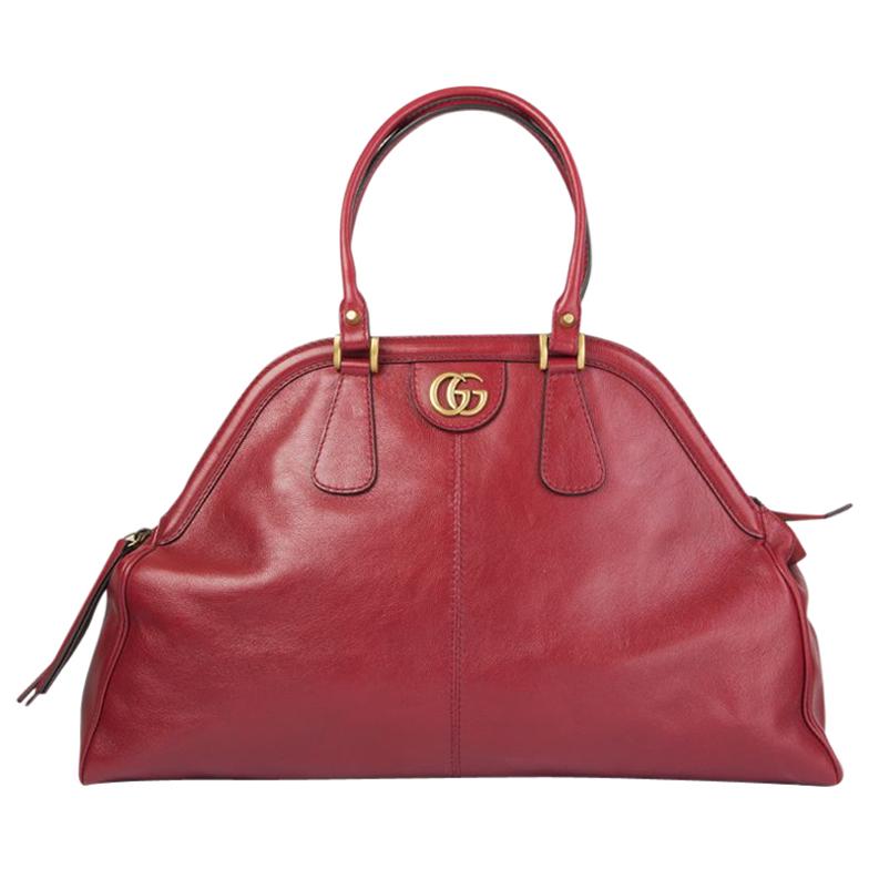 GUCCI red leather RE(BELLE) LARGE Top Handle Shoulder Bag