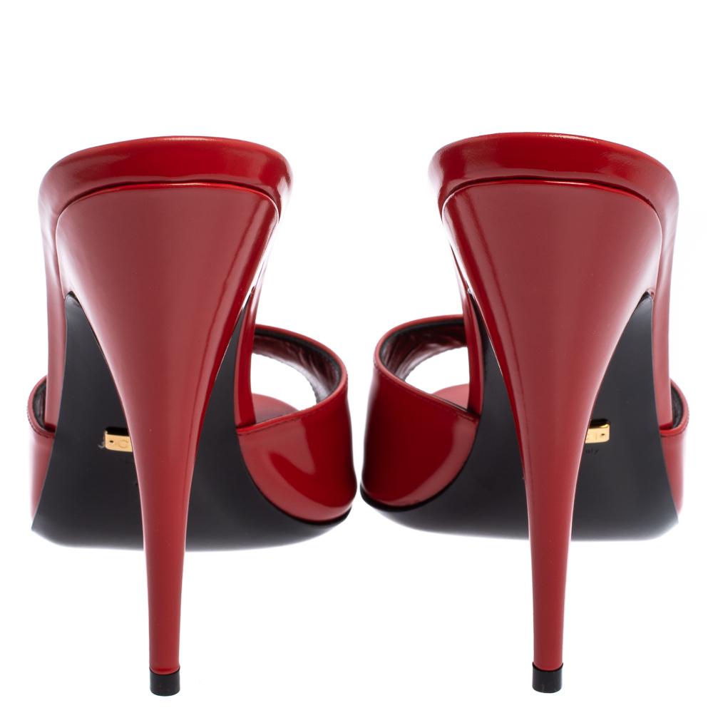 red patent mules