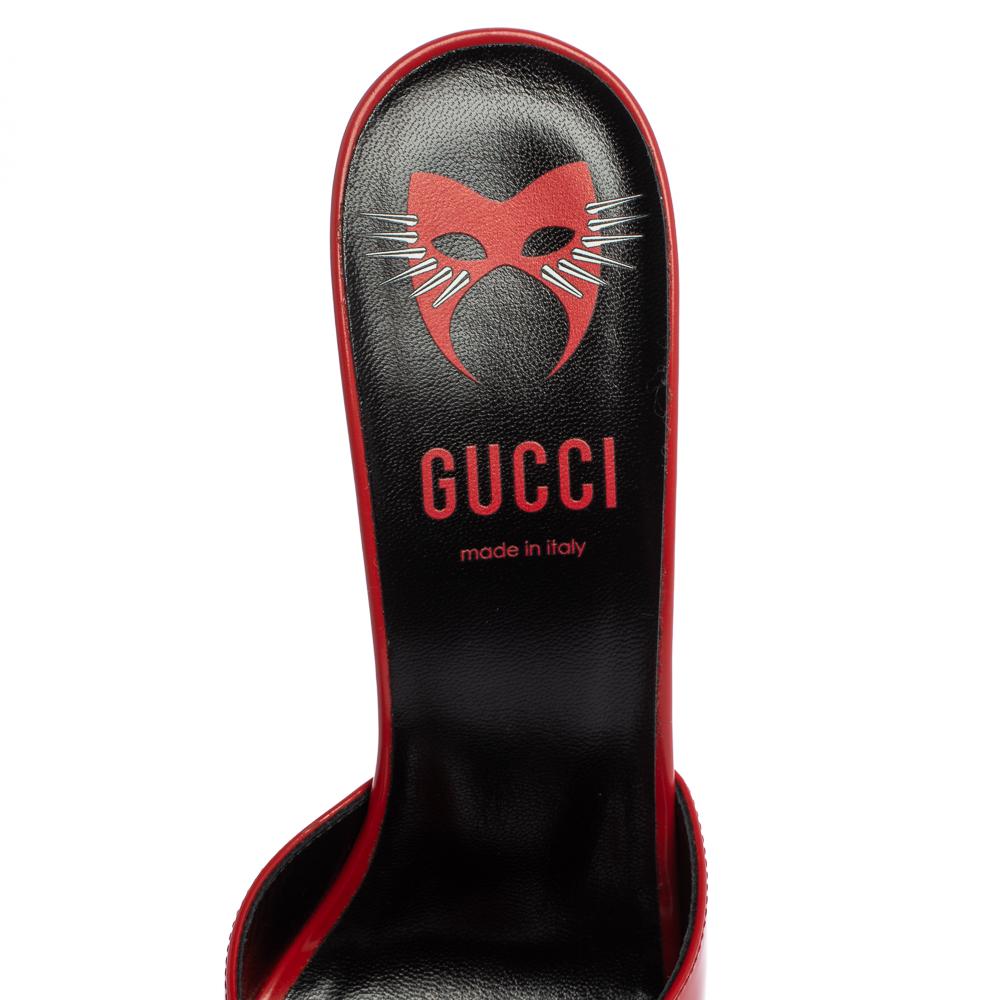 Gucci Red Leather Scarlet Open Toe Mules Size 40 1