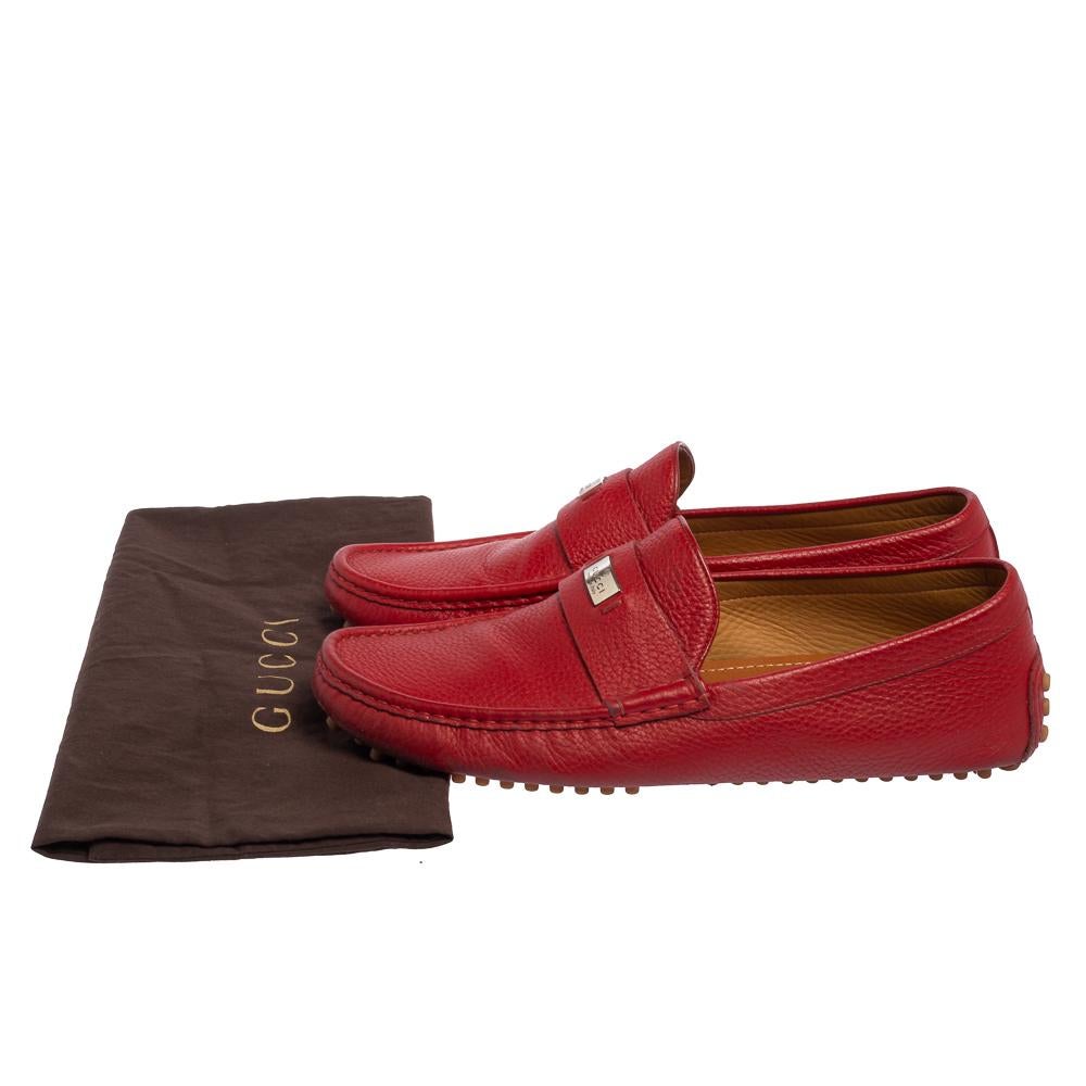 Gucci Red Leather Slip On Loafers Size 41 1
