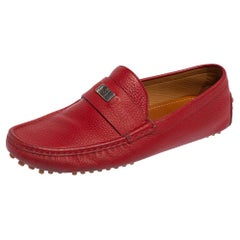 Gucci Red Leather Slip On Loafers Size 41