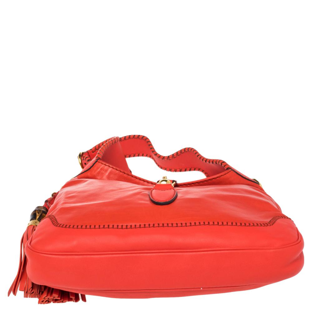 Women's Gucci Red Leather Small New Jackie Hobo