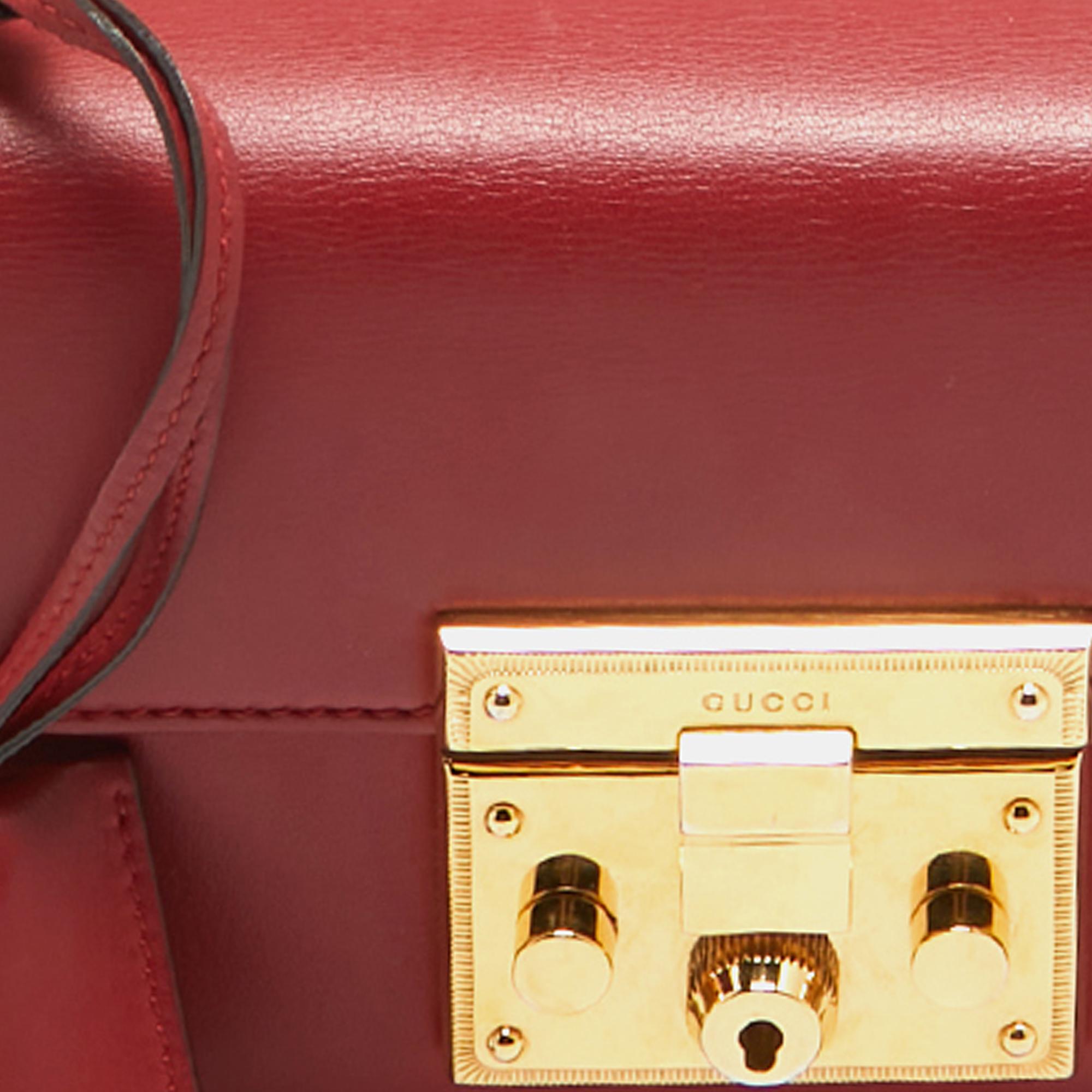 Women's Gucci Red Leather Small Padlock Shoulder Bag