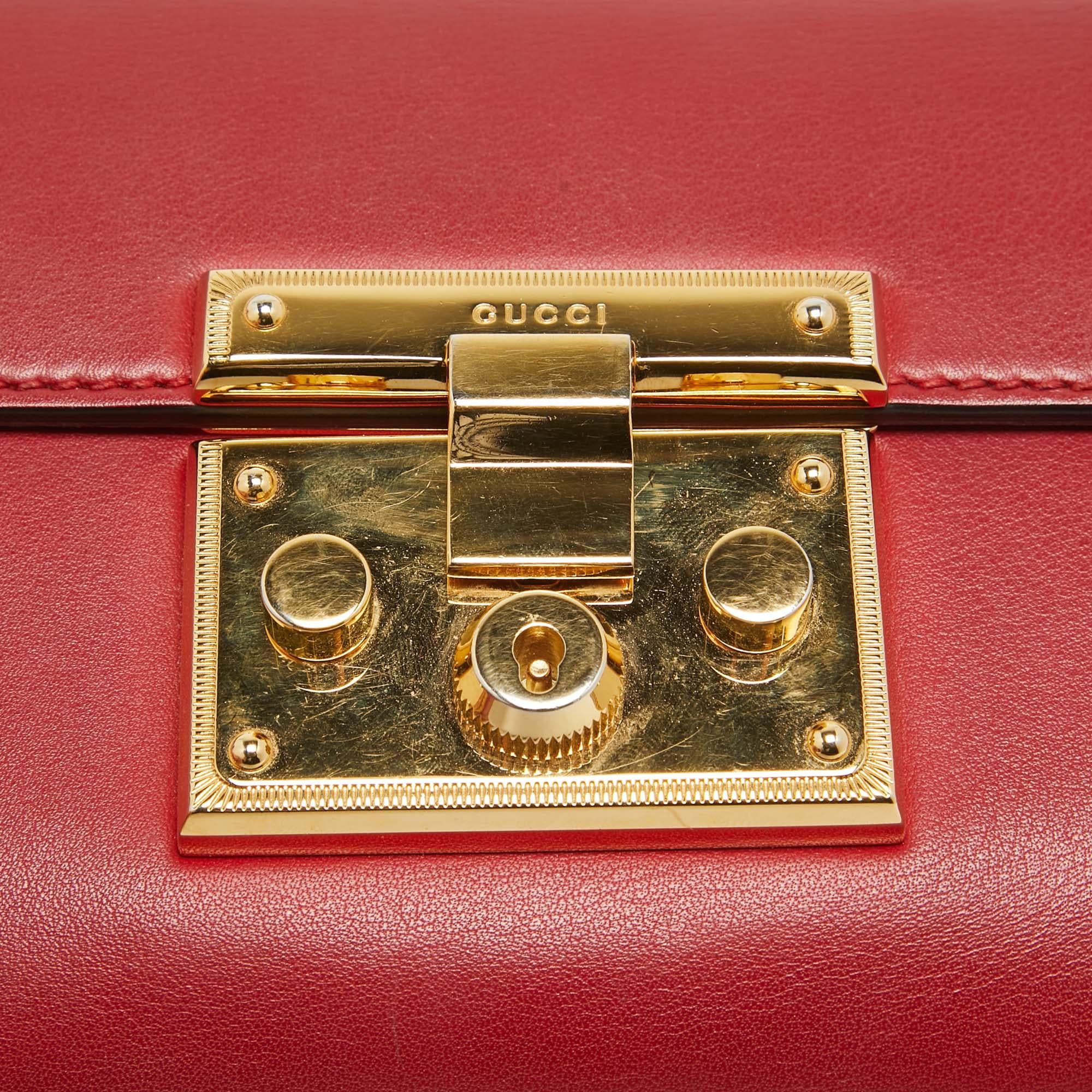 Gucci Red Leather Small Padlock Shoulder Bag 1