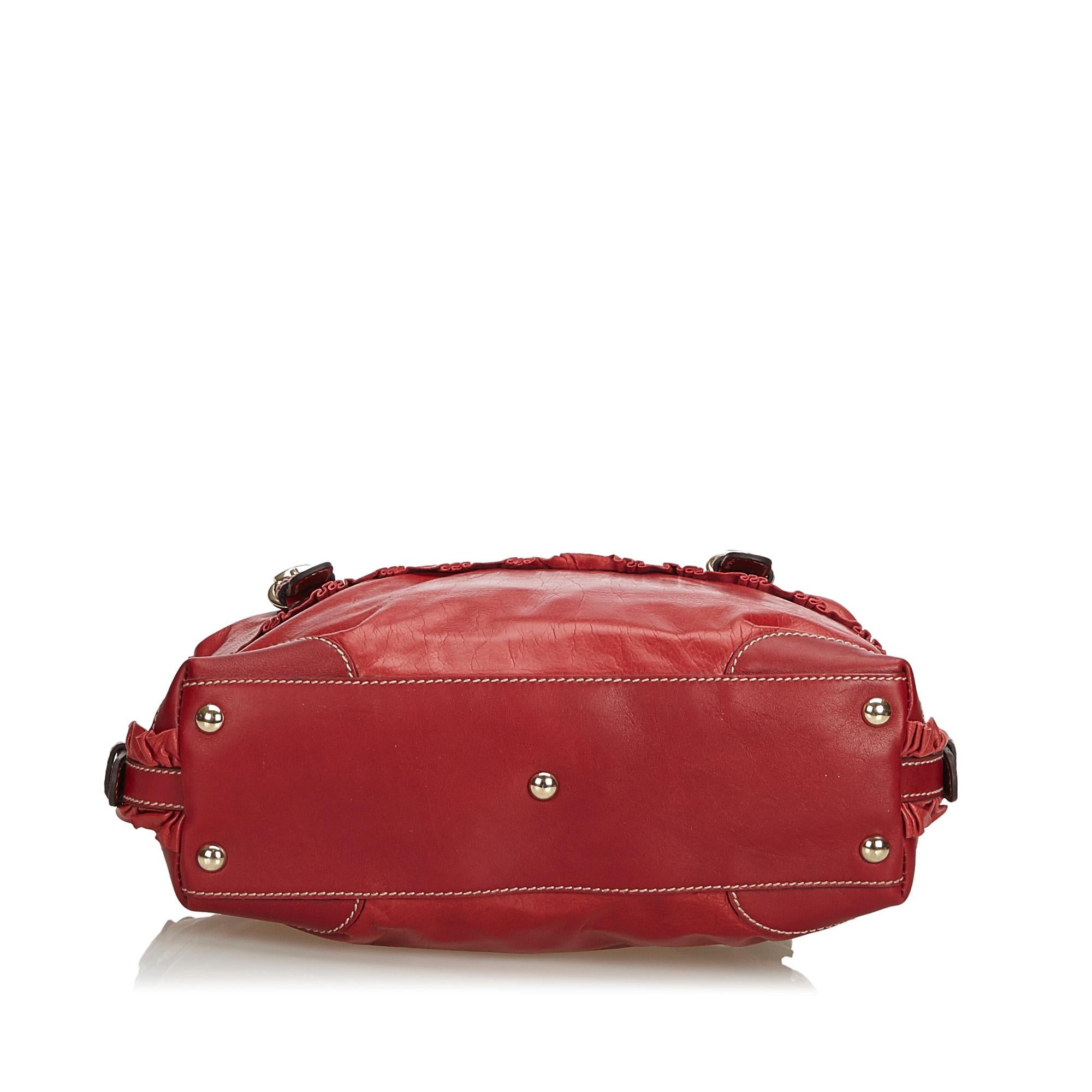 Women's Gucci Red Leather Small Sabrina Top Handle Bag