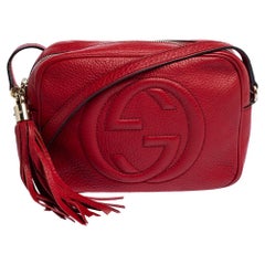 Used Gucci Red Leather Small Soho Disco Crossbody Bag
