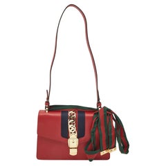 Gucci Red Leather Small Web Sylvie Shoulder Bag