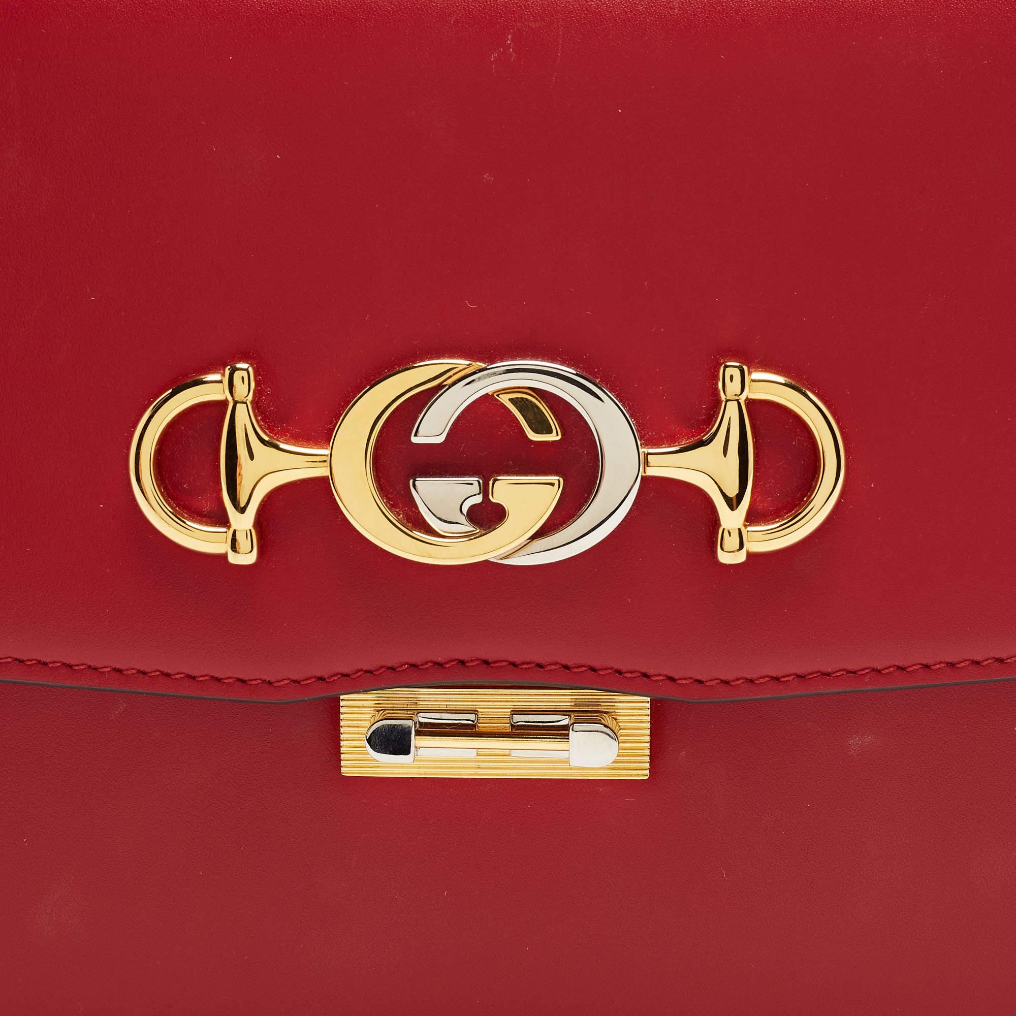 Gucci Red Leather Small Zumi Shoulder Bag For Sale 8