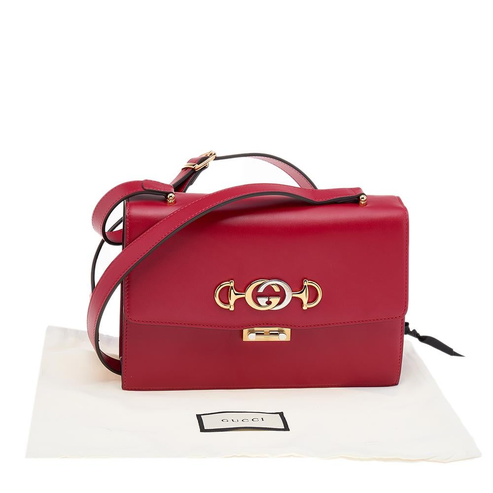 Gucci Red Leather Small Zumi Shoulder Bag 8