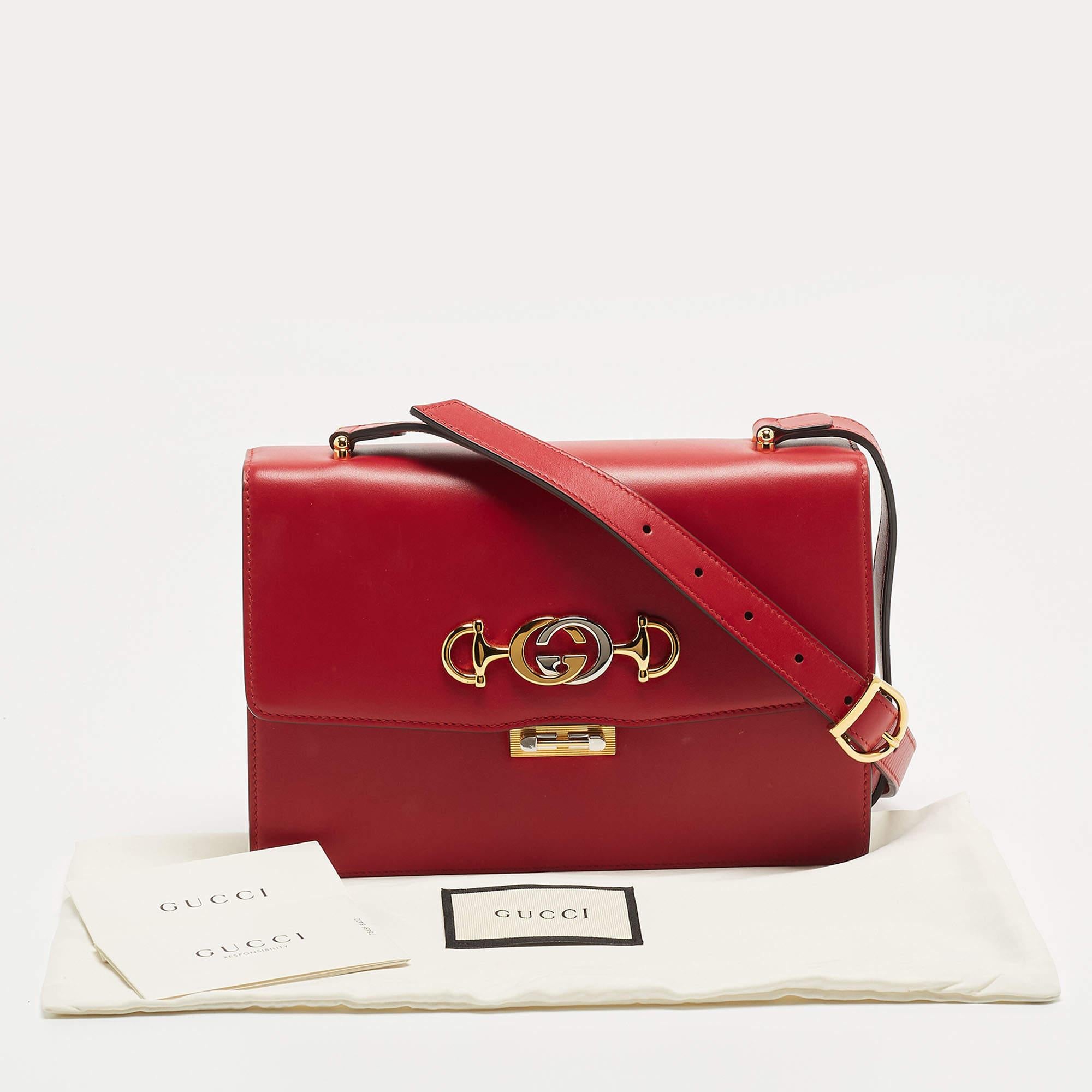 Gucci Red Leather Small Zumi Shoulder Bag 10