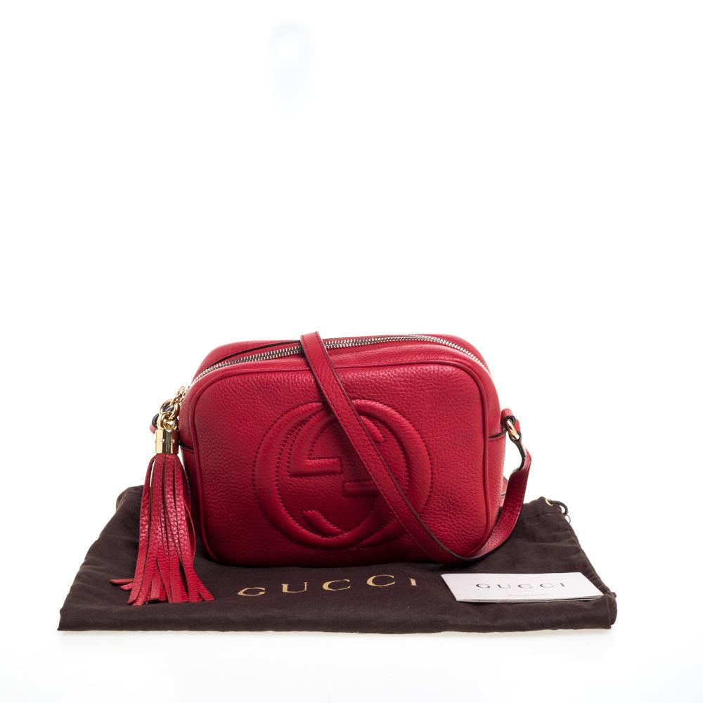 Gucci Red Leather Soho Disco Crossbody Bag 8