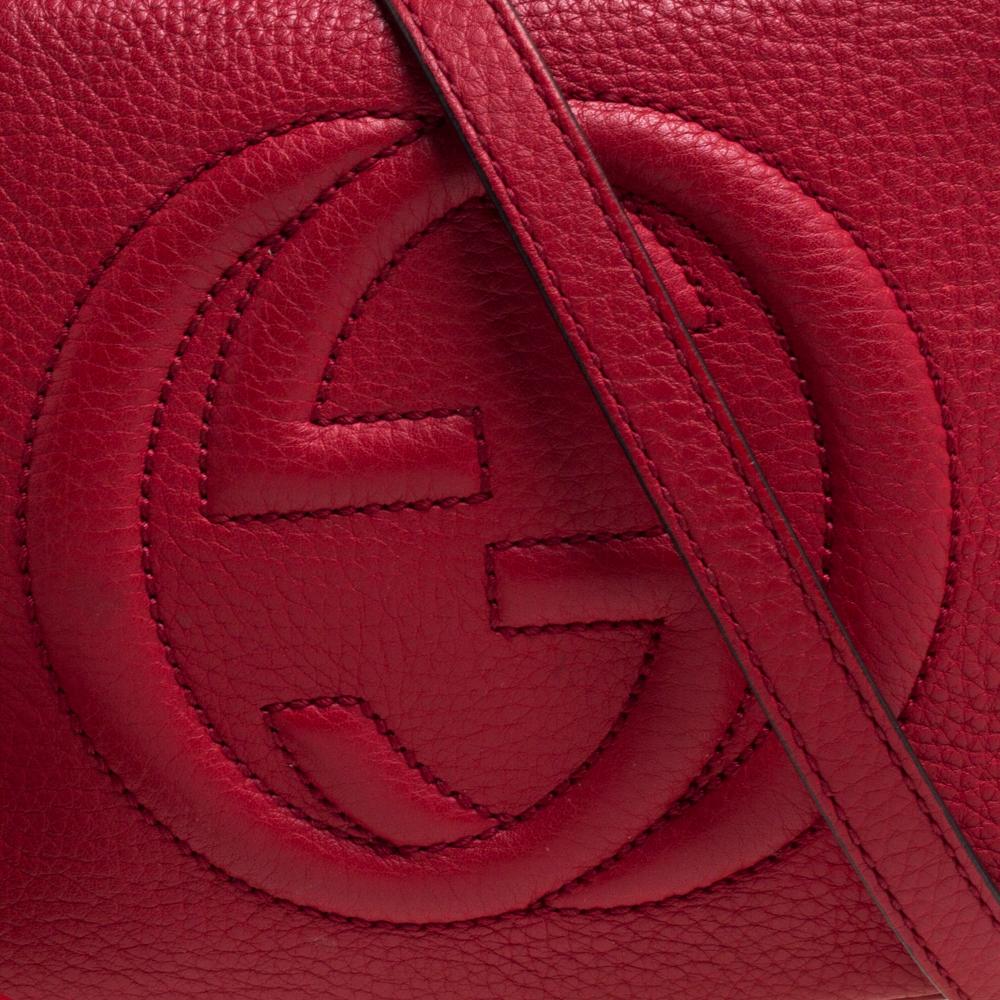 Gucci Red Leather Soho Disco Crossbody Bag 2