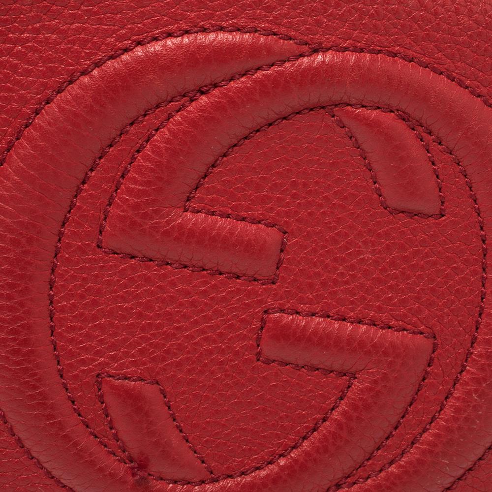 Gucci Red Leather Soho Disco Shoulder Bag In Fair Condition In Dubai, Al Qouz 2