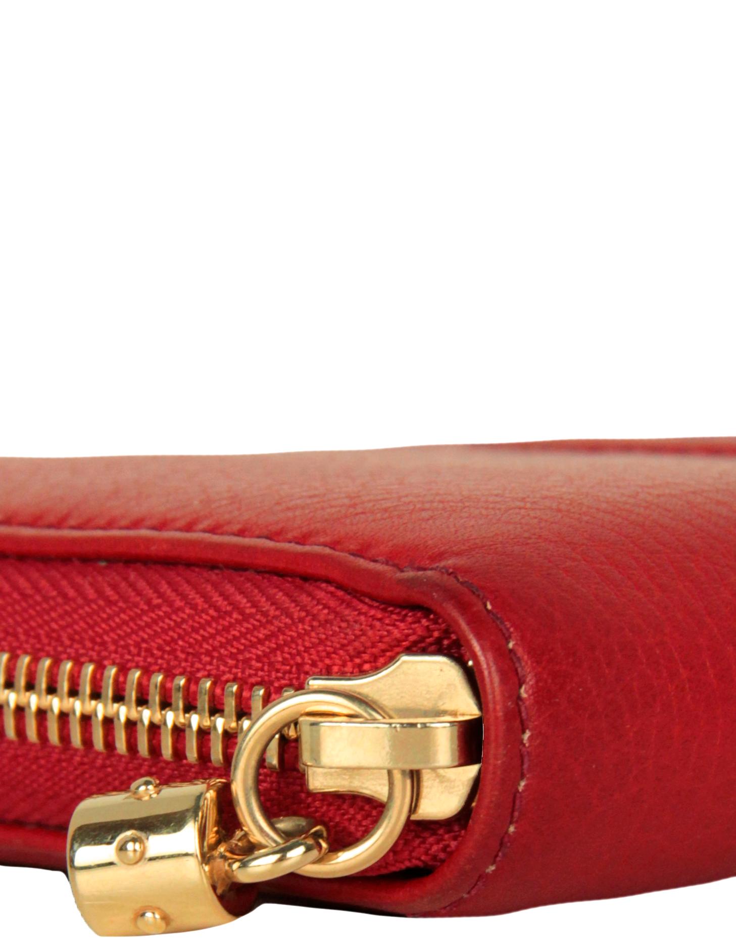 Women's Gucci Red Leather Soho Zippy Logo Wallet