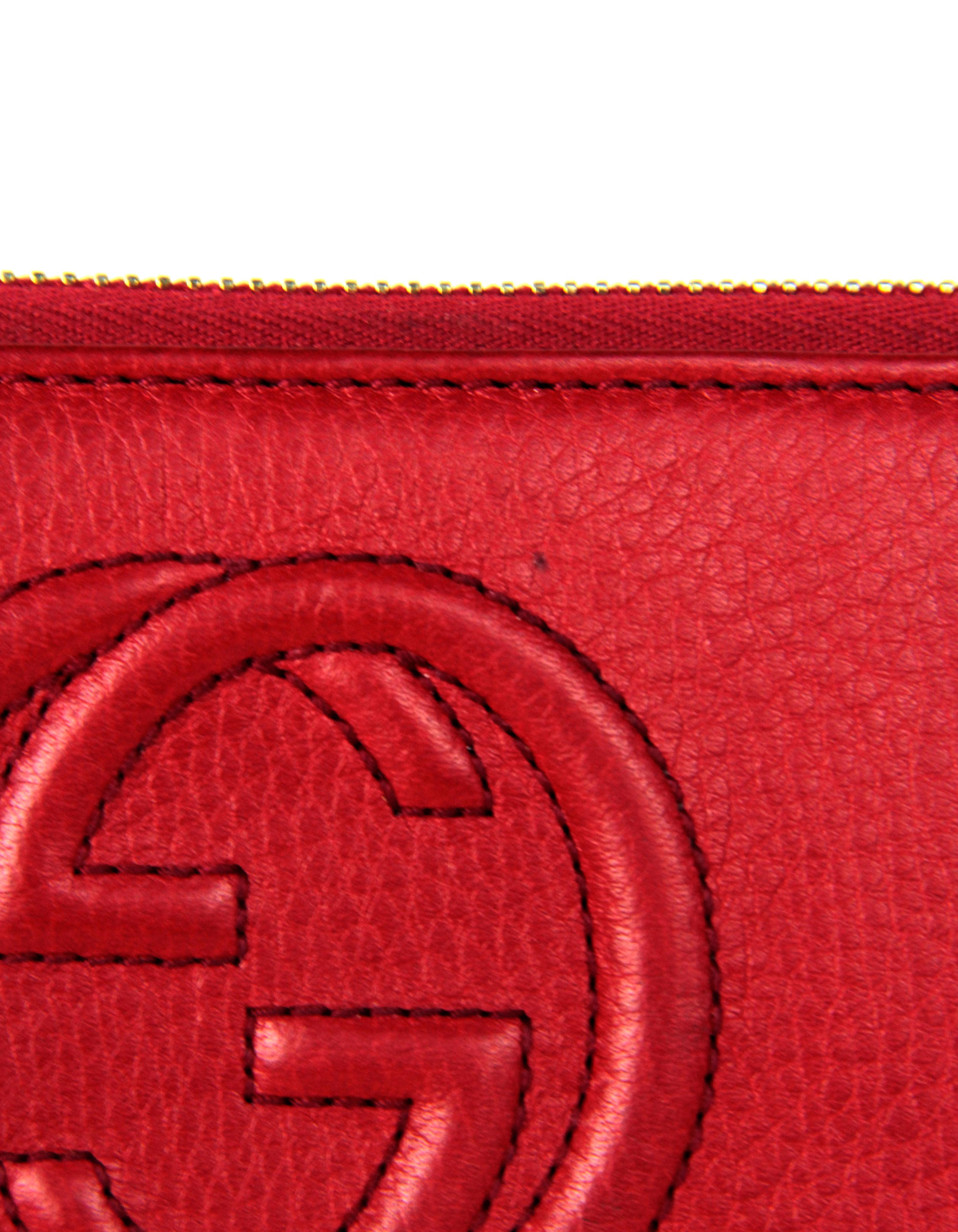 Gucci Red Leather Soho Zippy Logo Wallet 4