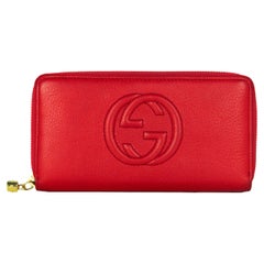 Gucci Red Leather Soho Zippy Logo Wallet