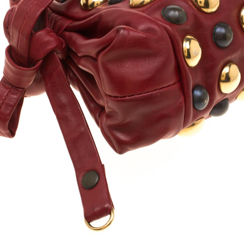 Gucci Red Leather Studded Babouska Hysteria Clutch 5