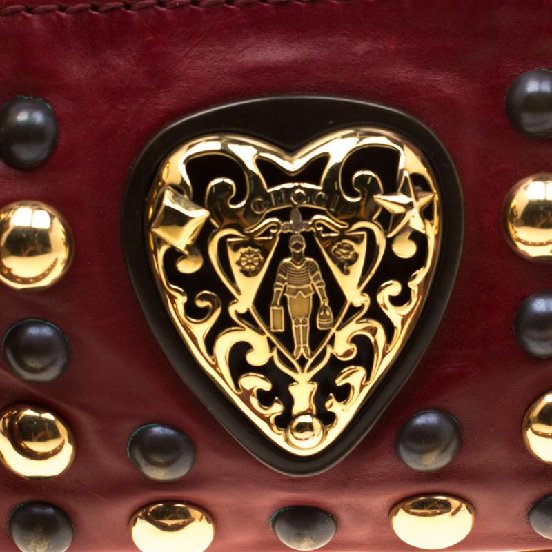 Gucci Red Leather Studded Babouska Hysteria Clutch 6