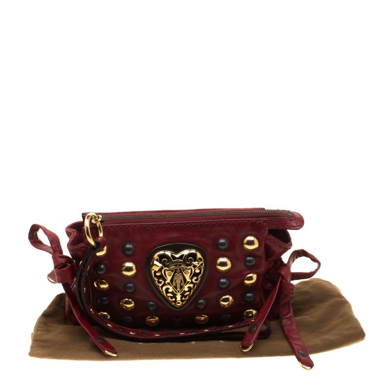 Gucci Red Leather Studded Babouska Hysteria Clutch 7