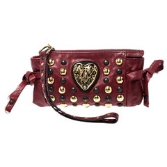 Gucci Red Leather Studded Babouska Hysteria Clutch