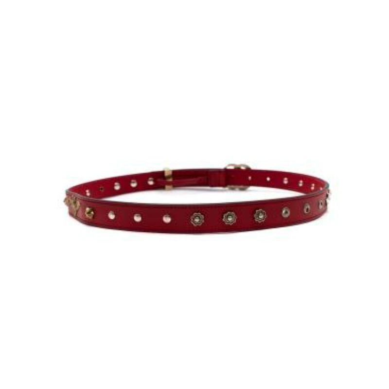 Women's Gucci Red Leather Studded Belt - Size 80 For Sale