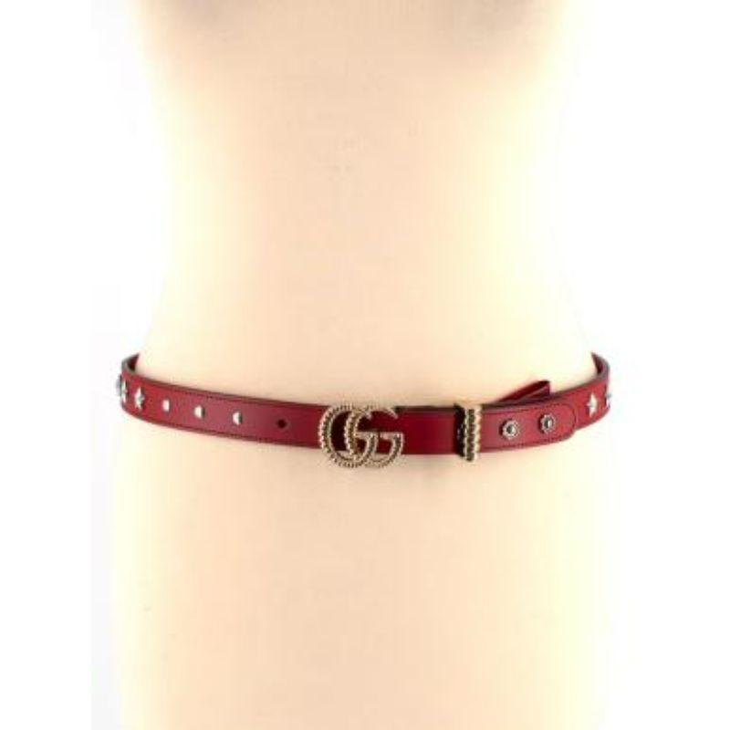 Gucci Red Leather Studded Belt - Size 80 For Sale 2
